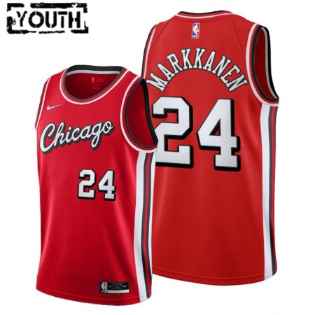 Maglia NBA Chicago Bulls Lauri Markkanen 24 Nike 2021-22 City Edition Throwback Swingman - Bambino